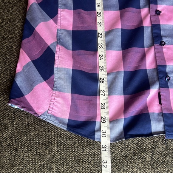 Au Noir Colourful Plaid Men’s Button Down Shirt Purple Punk Navy sz 6 (2XL) - Picture 12 of 14